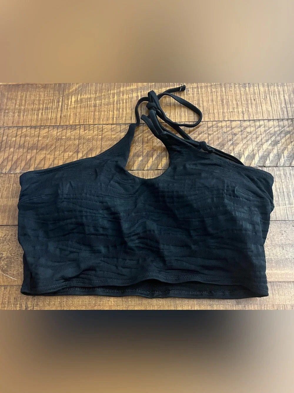 NWT Aerie Jacquard Longline Halter Bikini Top in Black - Sz M
